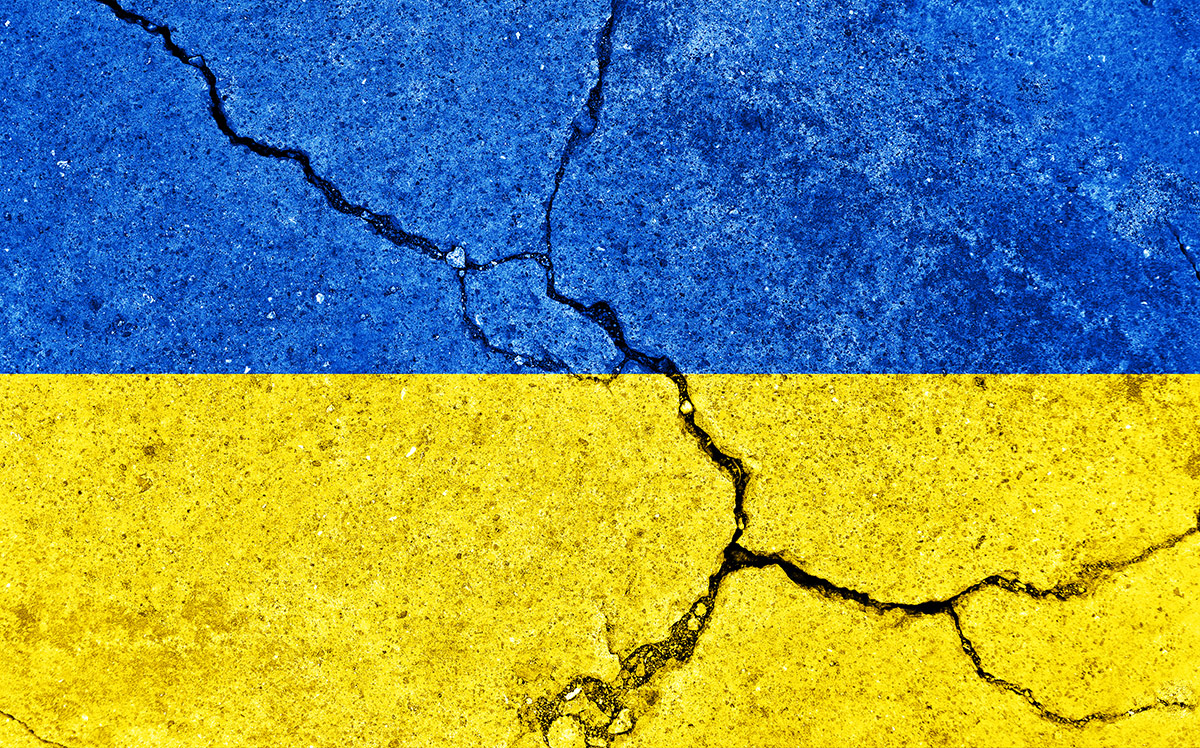 Grafik: Flagge Ukraine mit Sprüngen